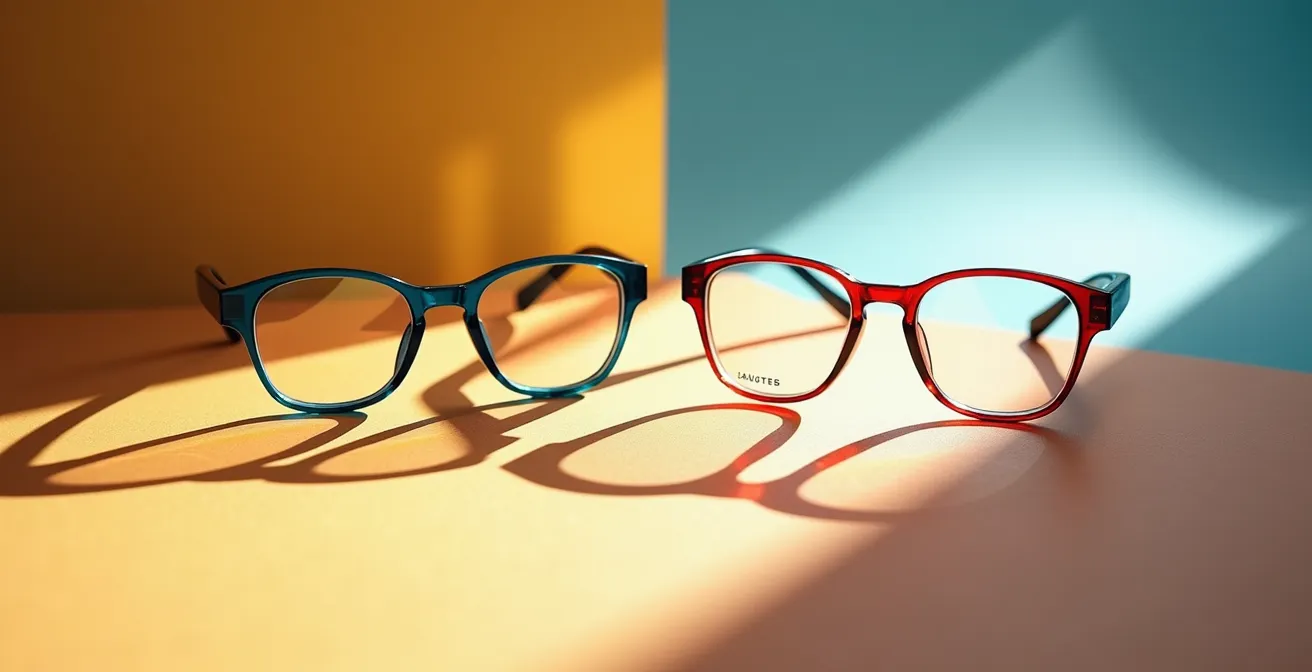 Visual comparison showing easier adaptation at 40s versus 50s for progressive lenses