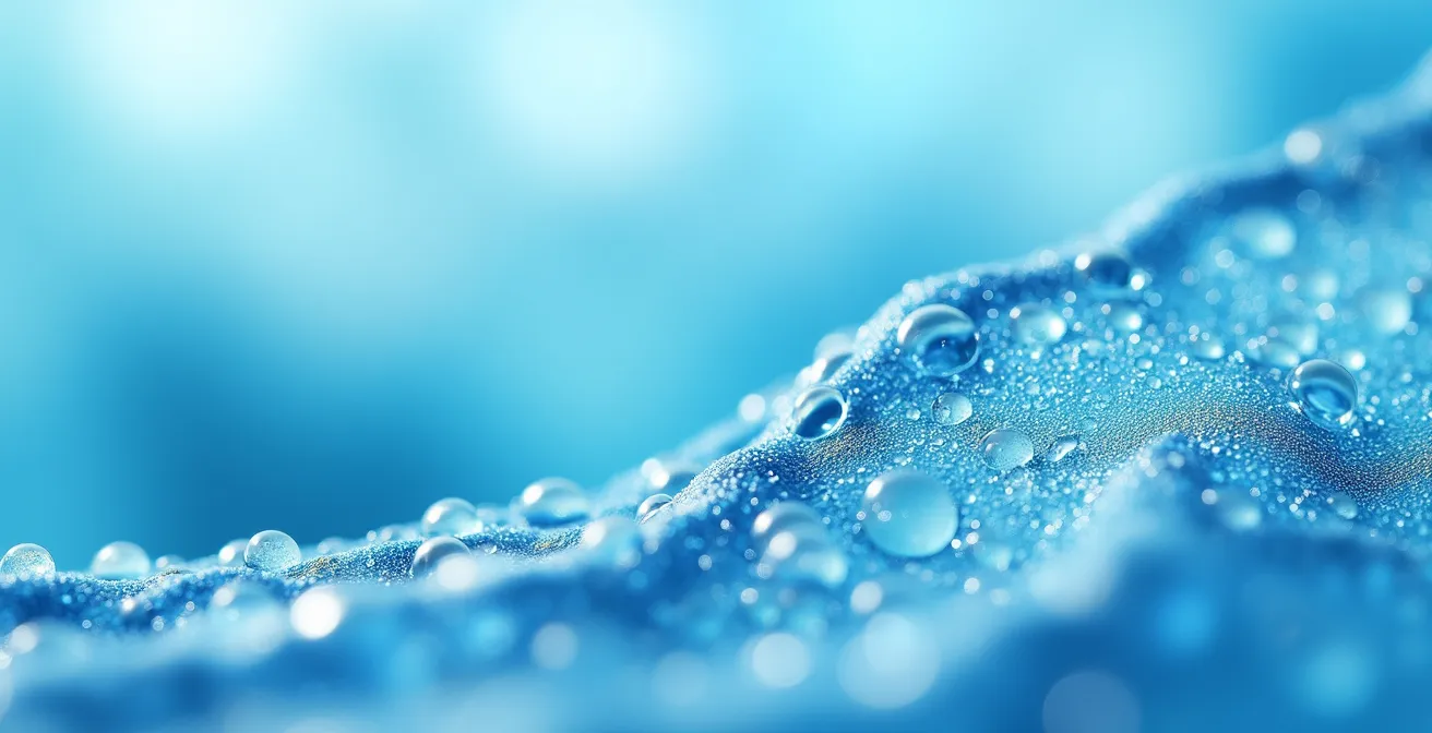 Microscopic cross-section view of silicone hydrogel contact lens material showing porous structure