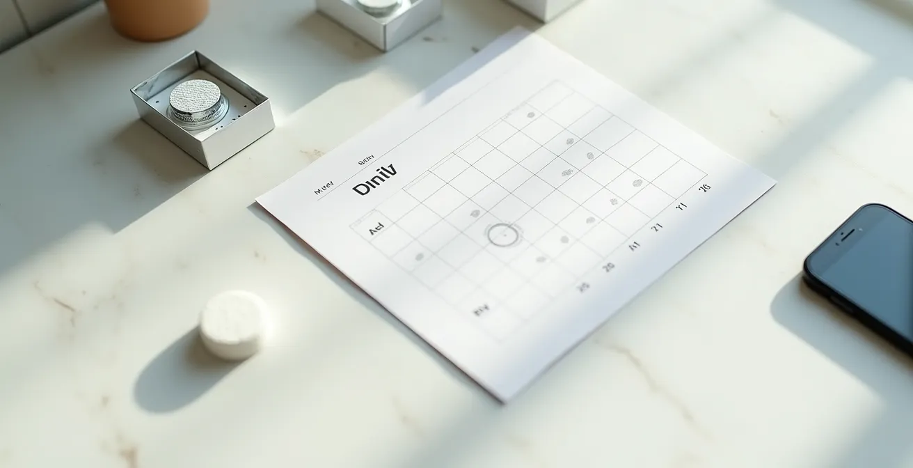 Creative tracking system for contact lens replacement using calendar markers and smartphone reminders