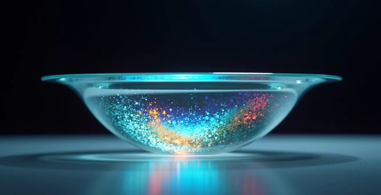 Corneal topography map showing oblate shape after refractive surgery