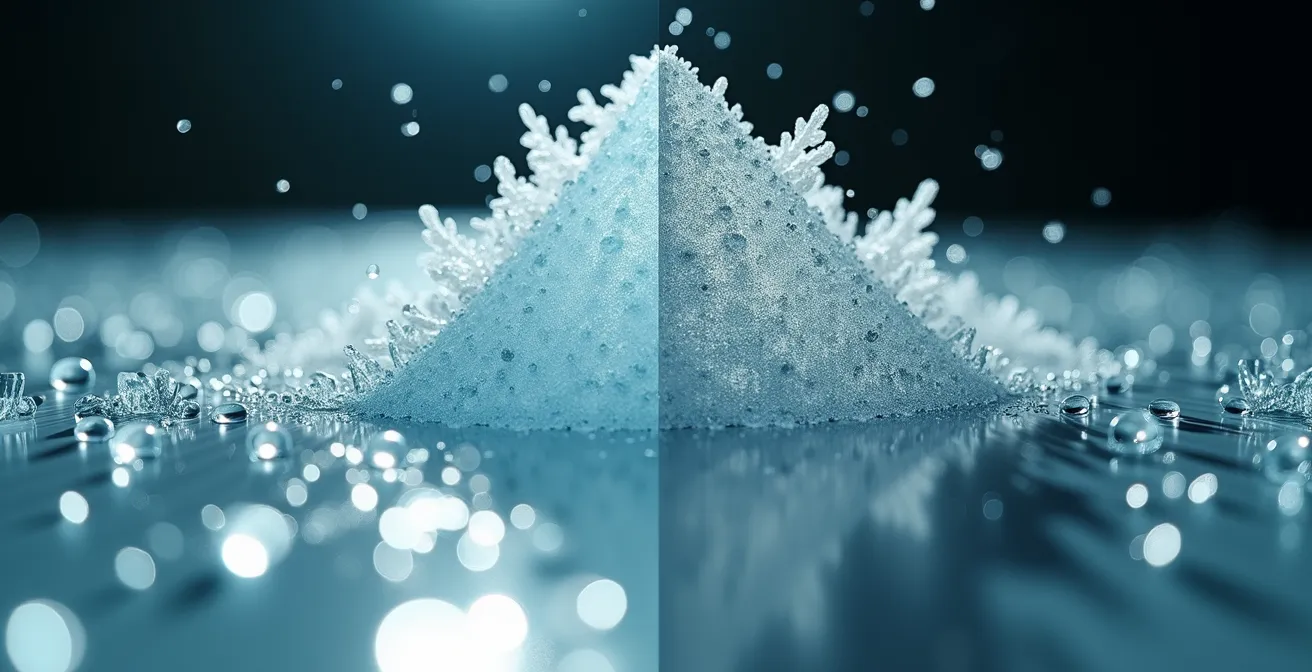Visual comparison showing fresh deposits versus established biofilm on lens surface
