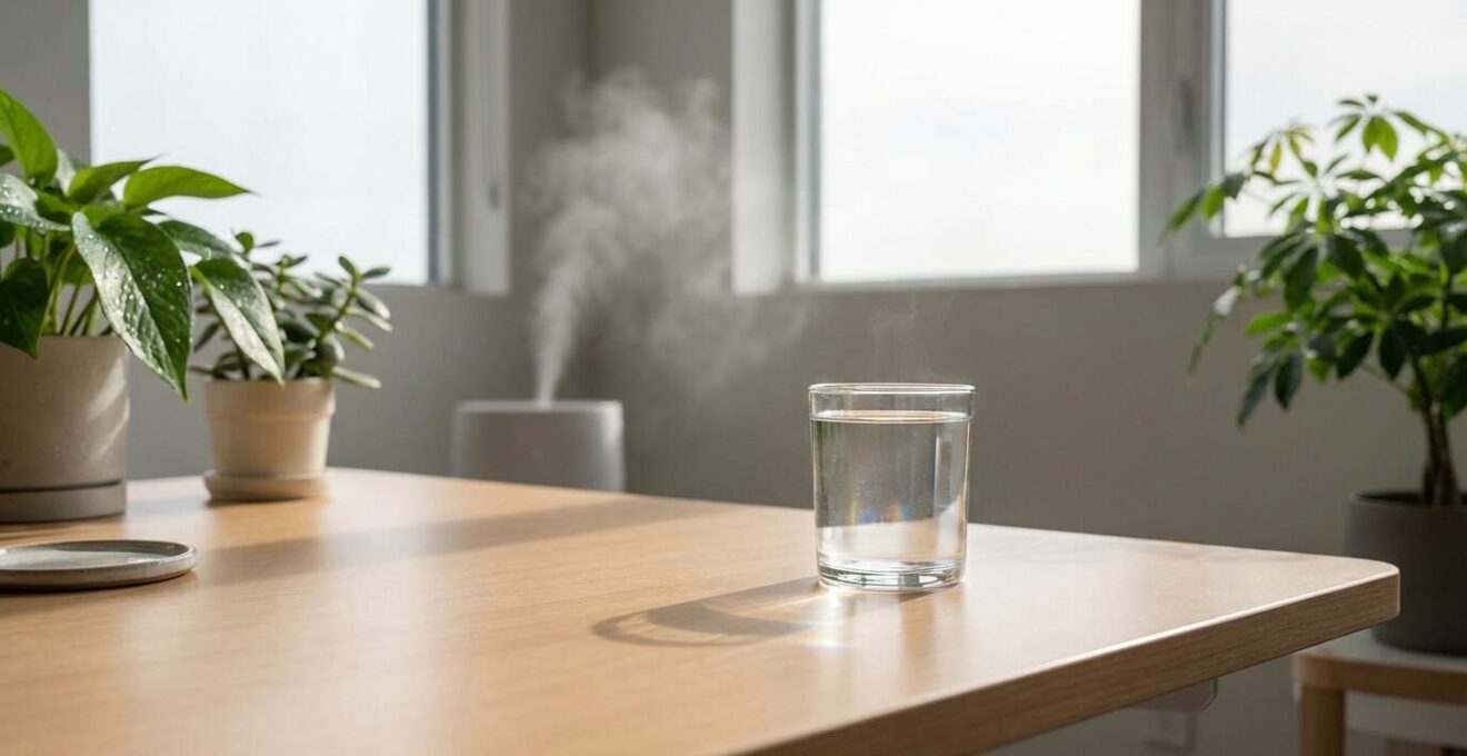 Abstract water droplets and moisture patterns representing eye hydration