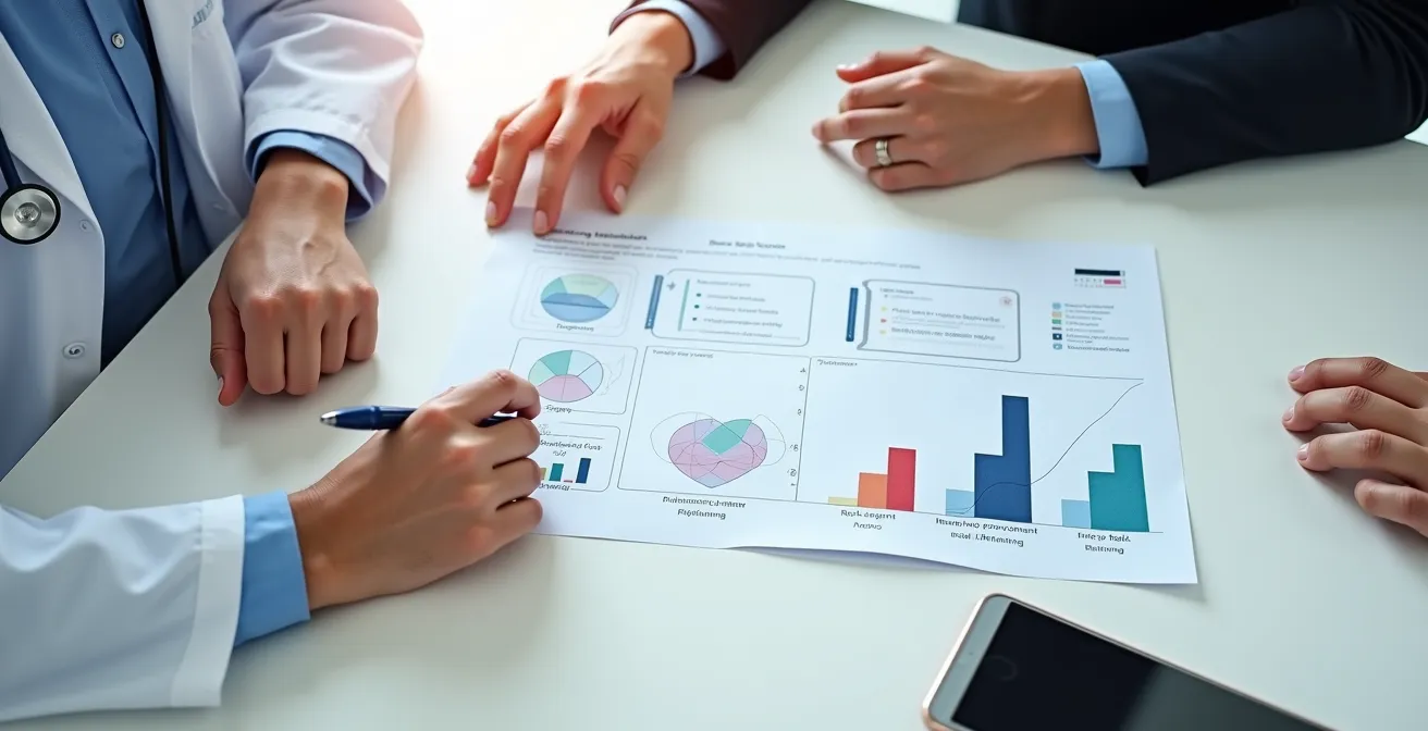 Doctor and patient reviewing personalized eye health risk assessment chart together