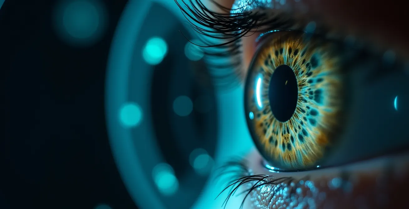 Ultra-widefield retinal imaging technology capturing eye scan